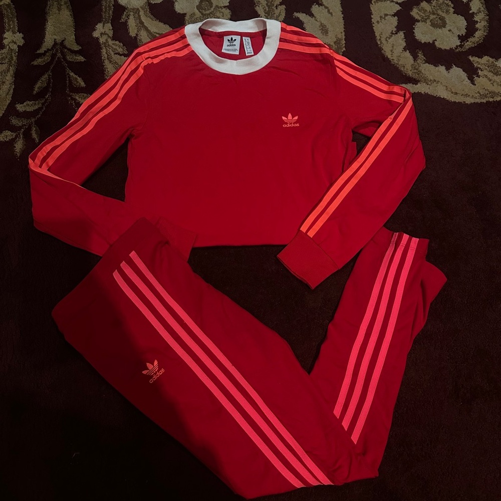 Adidas Red and Pink tracksuit